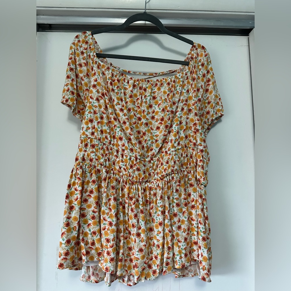 Torrid Multicolor Floral Tie Back Blouse
